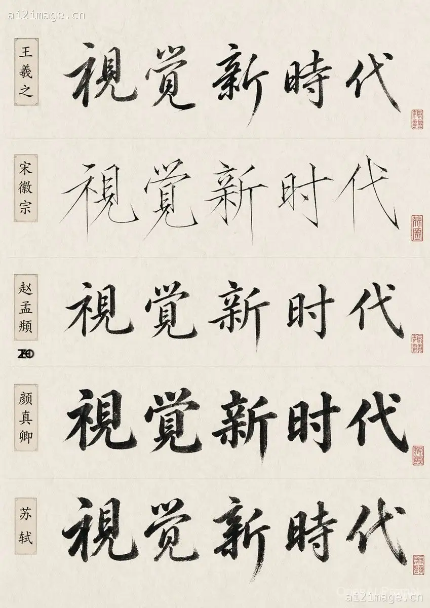 中国书法风格对比表