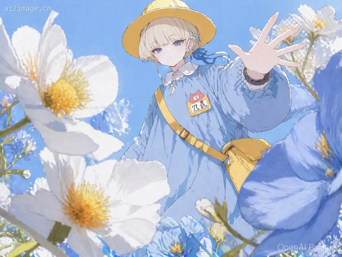 动漫少女穿过花丛