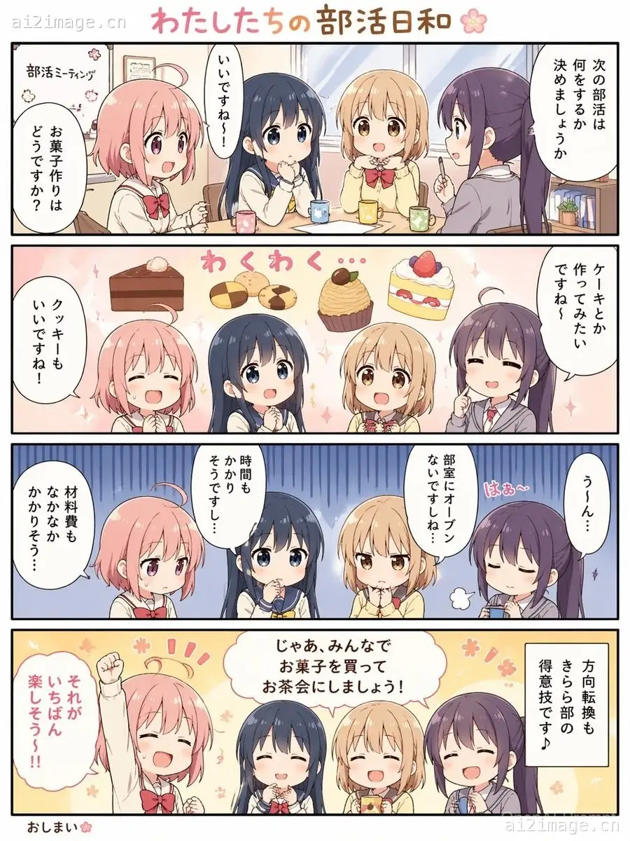 可爱的四格校园社团漫画