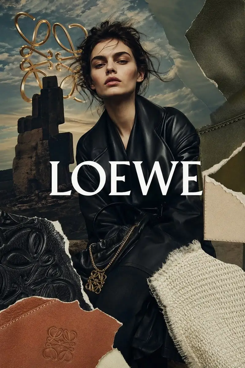 LOEWE奢华皮革时尚拼贴广告