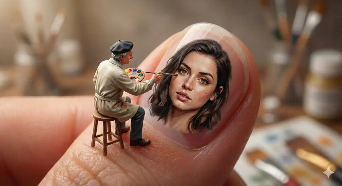 指尖微观艺术：指甲上的微型画家