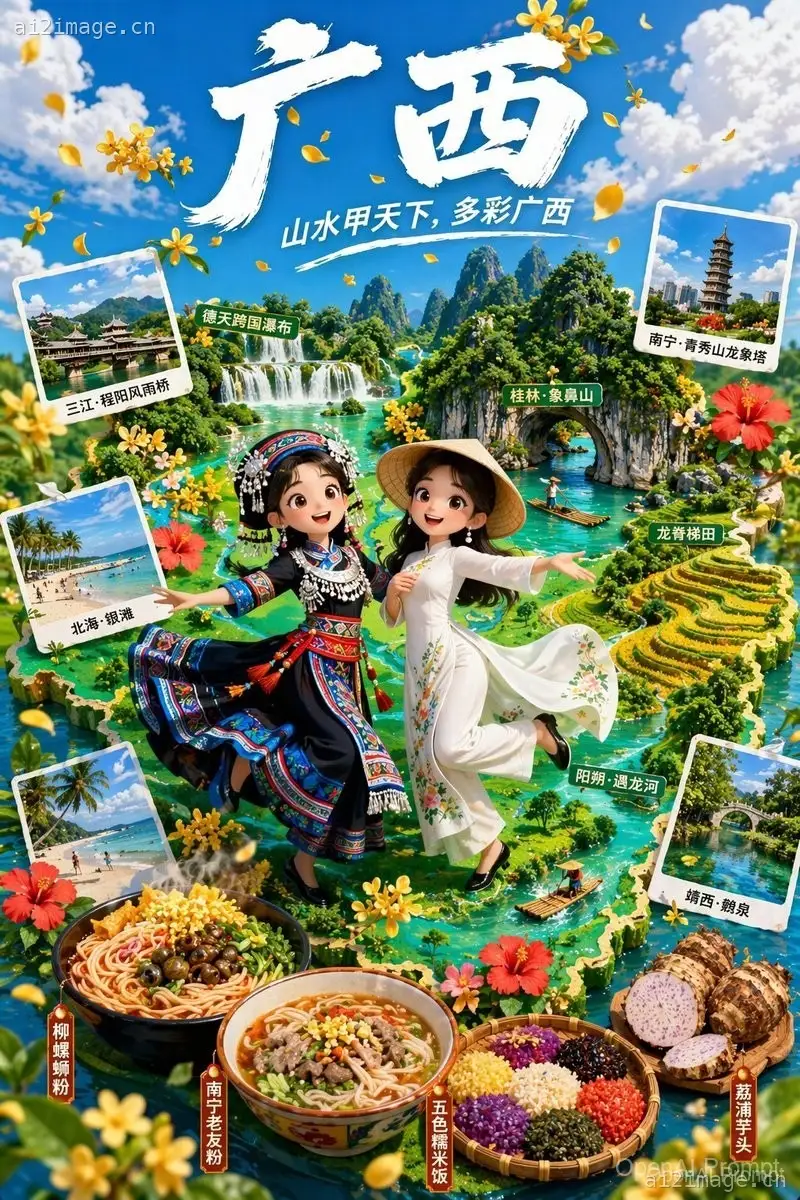 3D 动画旅游信息图海报