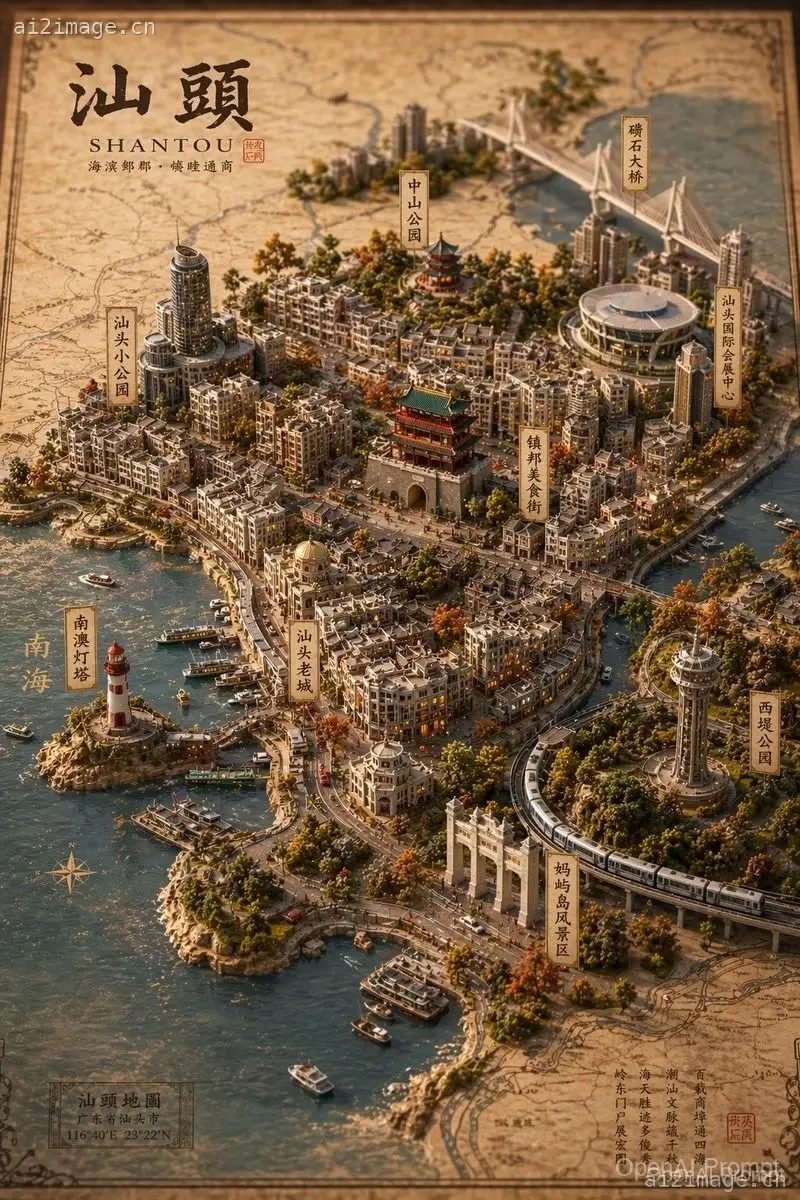 Vintage 3D Miniature City Map