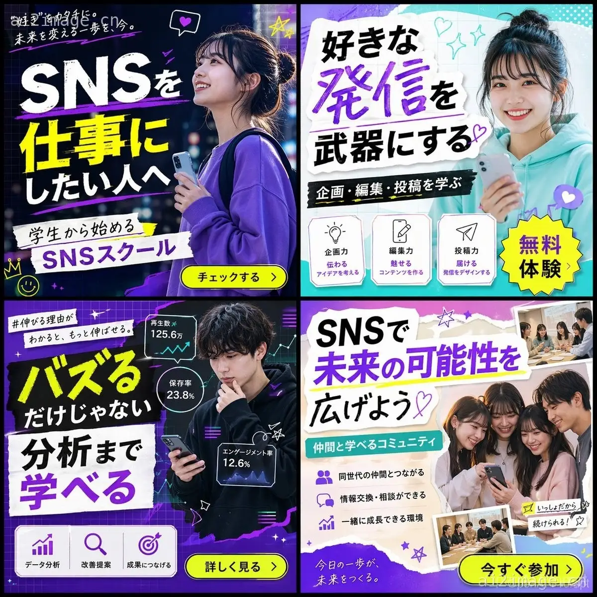 2x2 SNS School Banner Ad Grid
