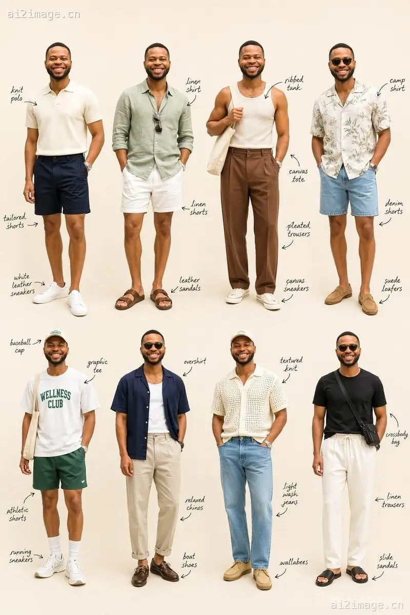 夏季男装 Lookbook 网格图