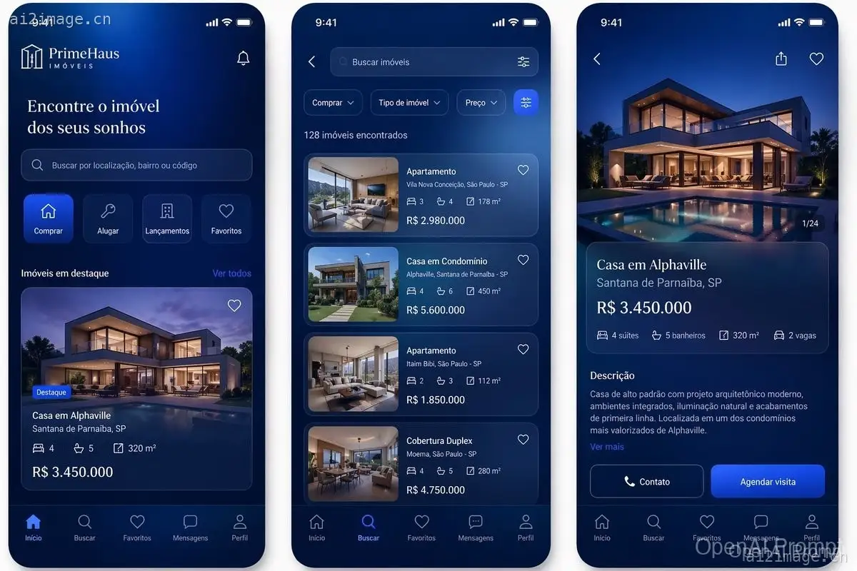 豪华房地产 App UI 设计稿