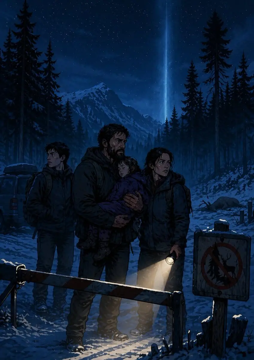 暗夜森林悬疑封面:电影感图像小说插画