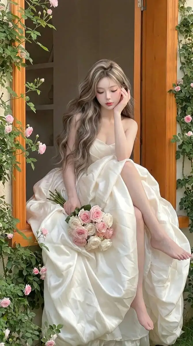 梦幻窗边少女:花语浪漫公主风摄影