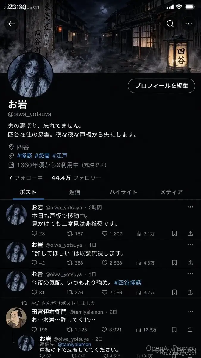 民间传说角色社交媒体个人资料
