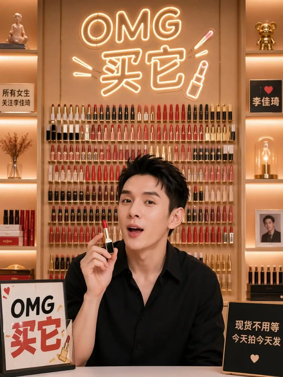 李佳琦风网红直播间背景 | 口红展示墙