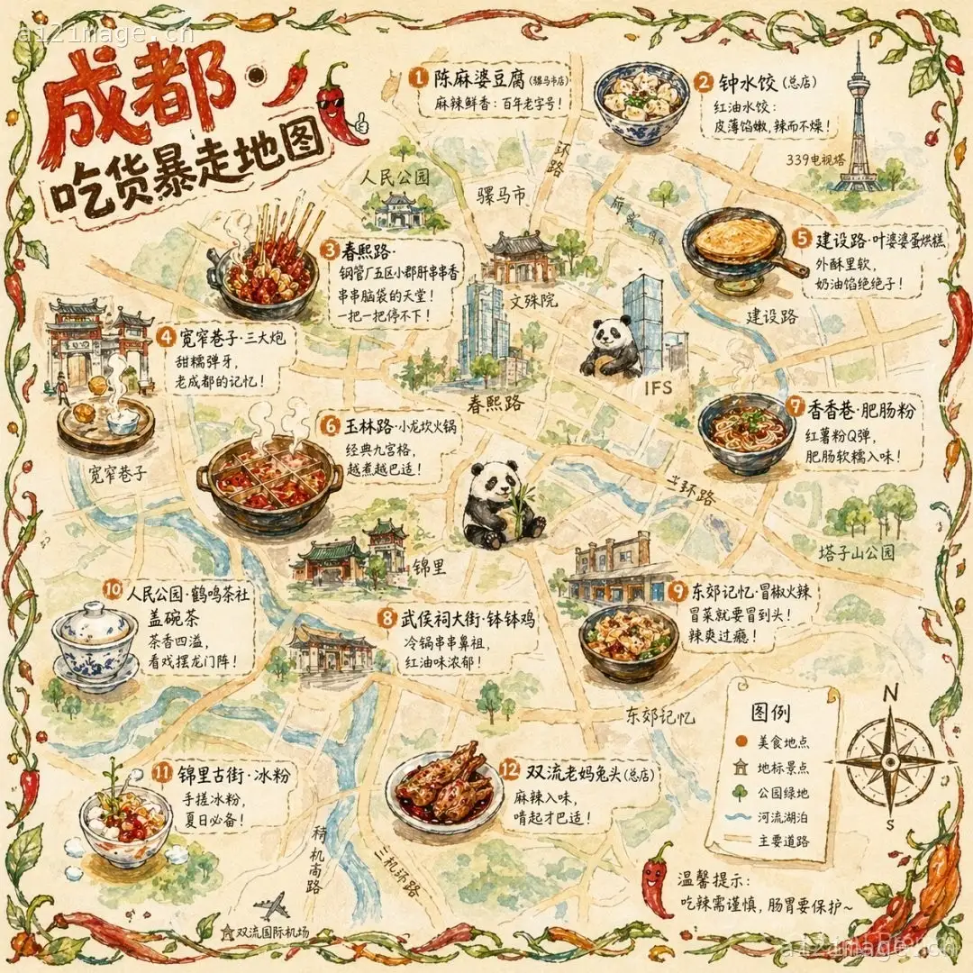 手绘城市美食地图