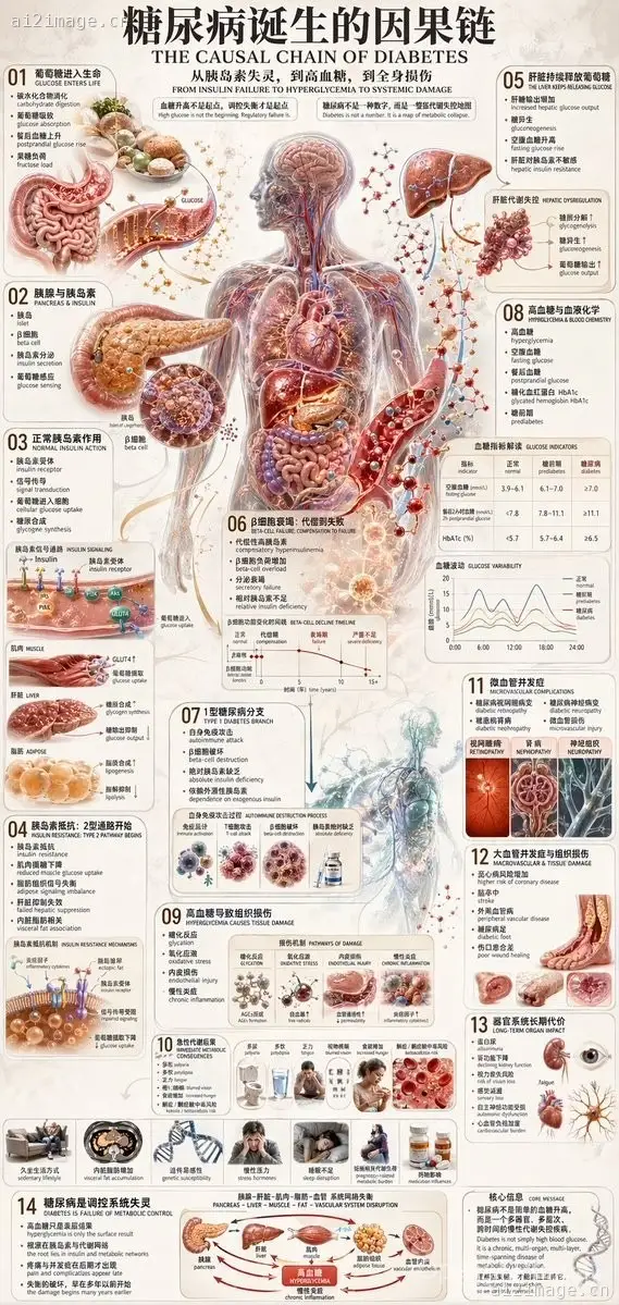 Diabetes Causal Chain Infographic