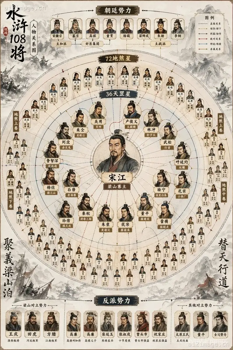 《水浒传》108 将人物关系图
