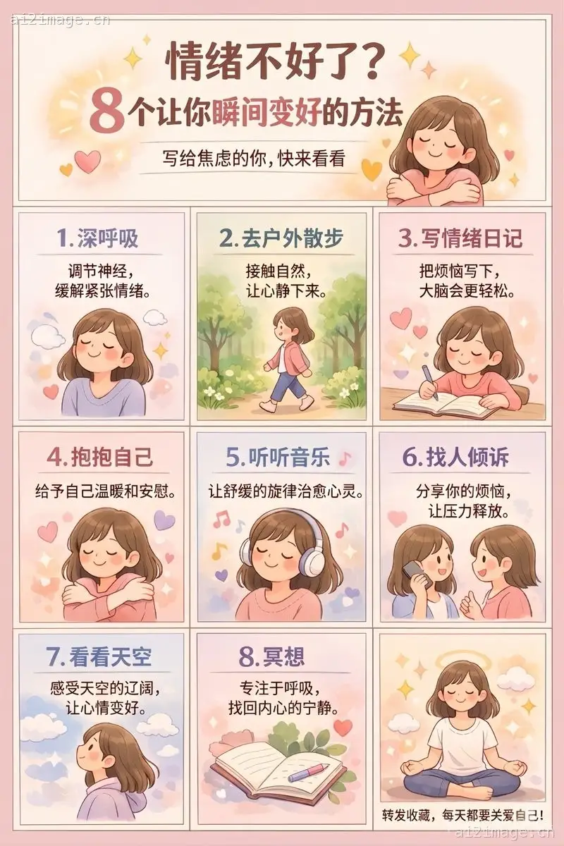 9-Panel Self-Care Infographic Grid