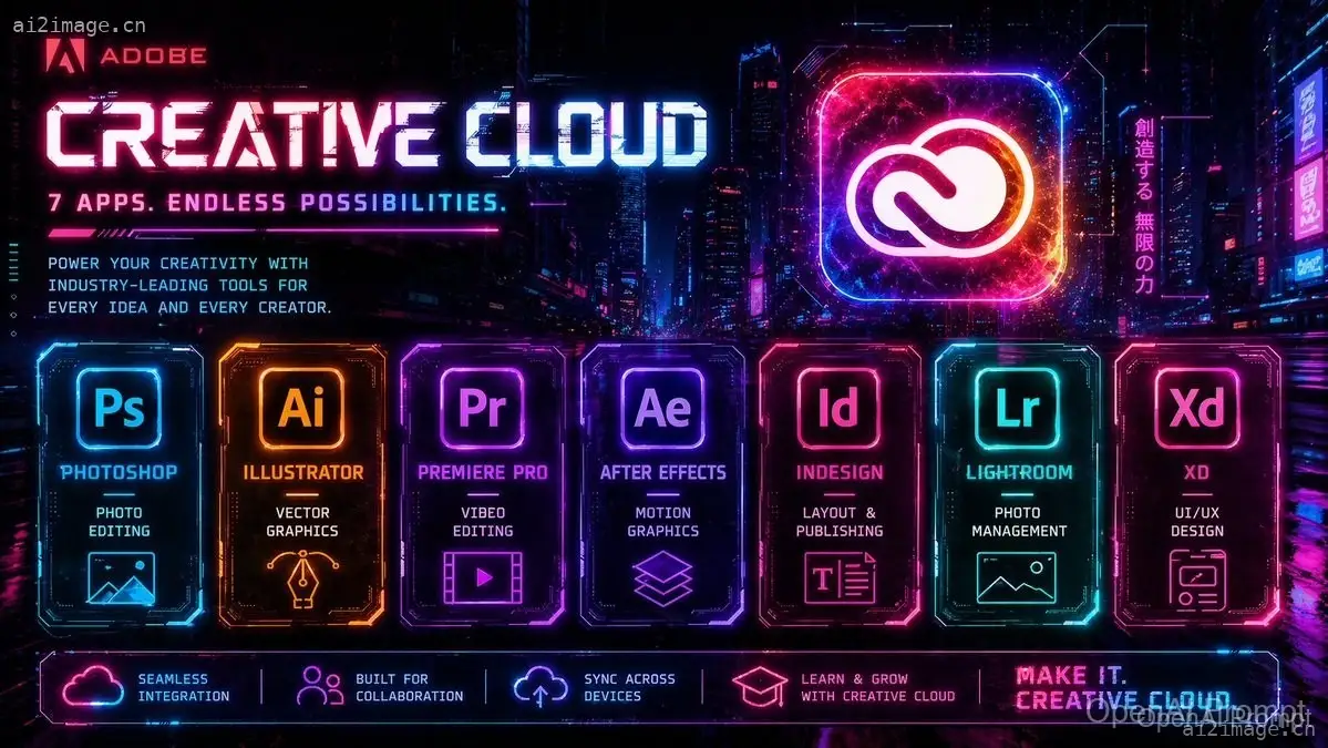 赛博朋克风格 Creative Cloud 创意广告海报