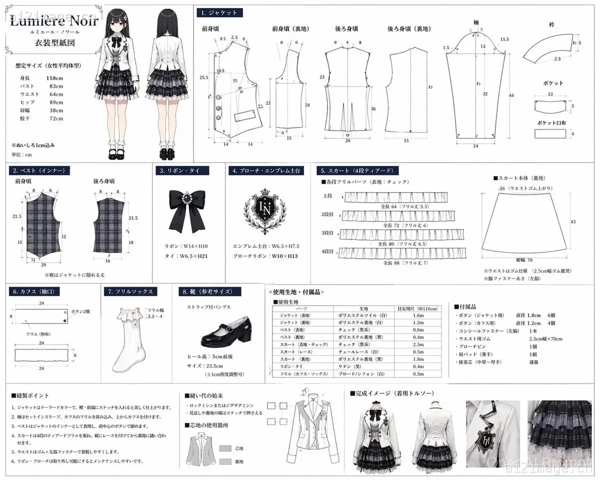动漫服装缝纫纸样图