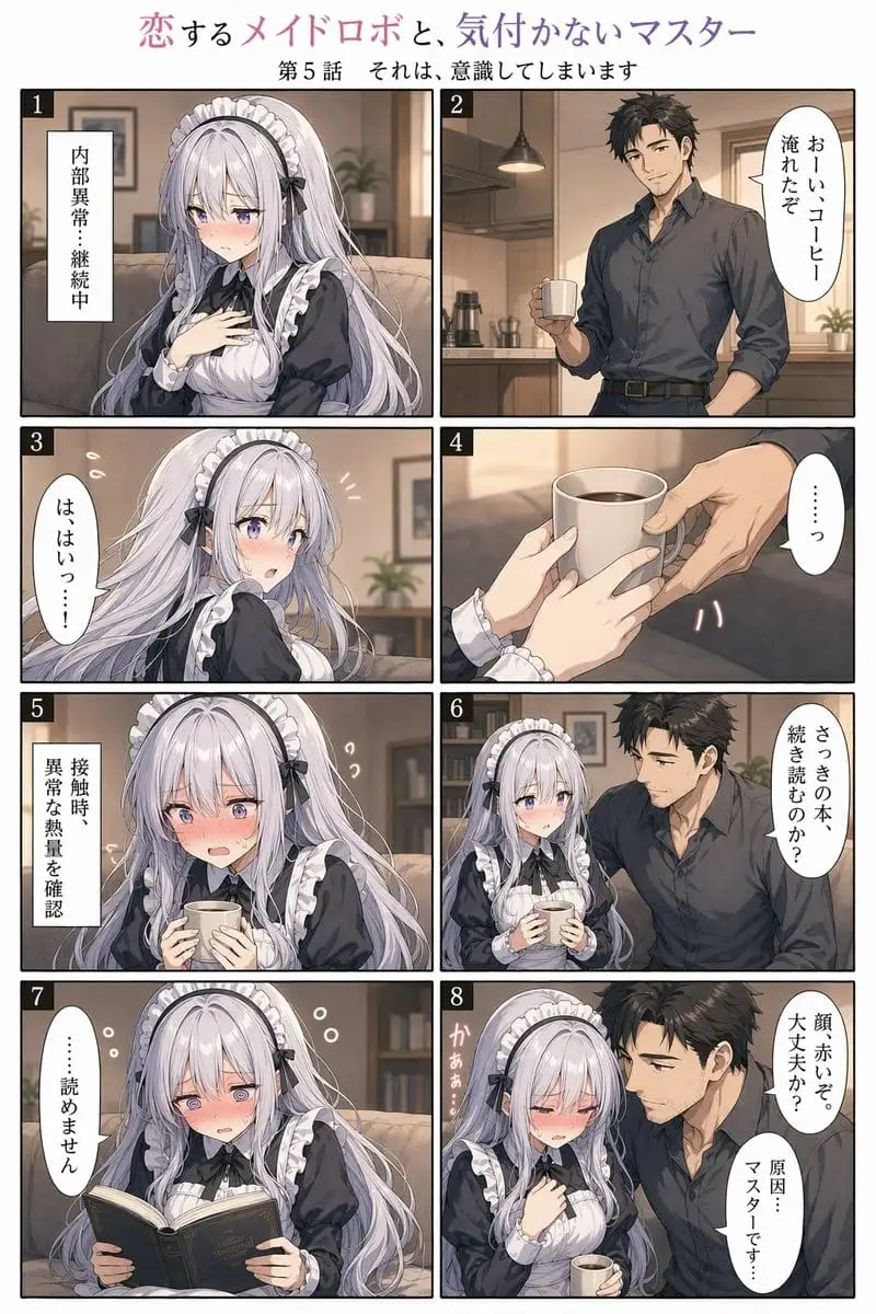 浪漫女仆机器人漫画页面 - 恋爱喜剧分镜