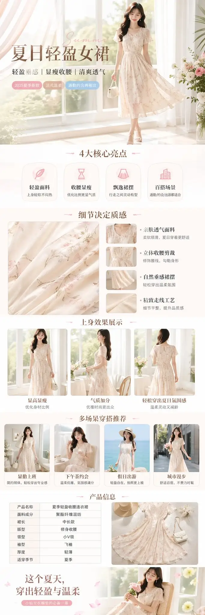 清新夏日女装连衣裙电商展示