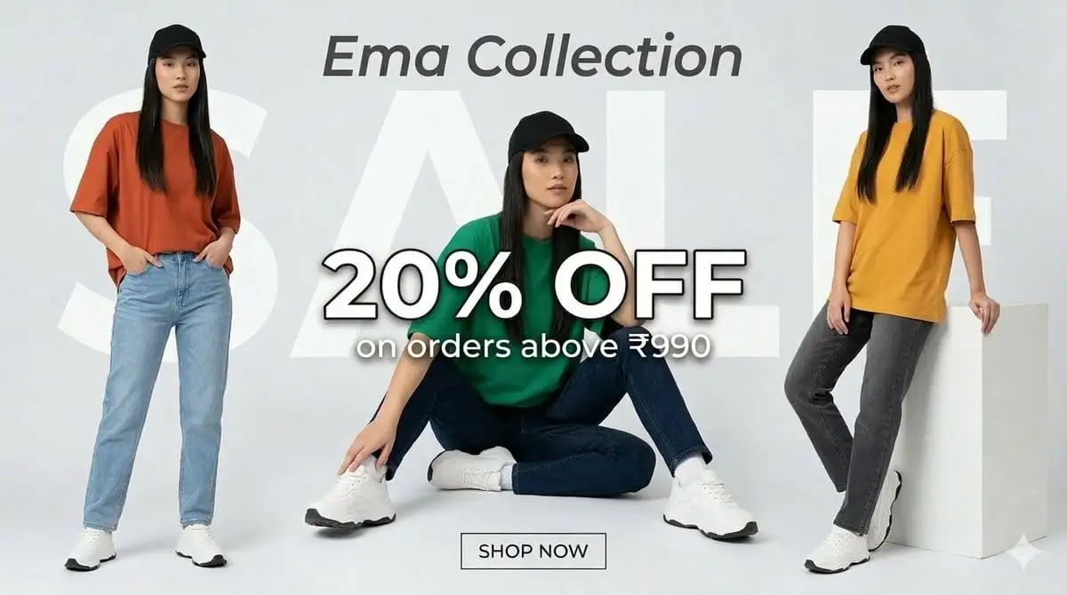 高级极简时尚电商促销横幅设计 | Ema Collection大促海报