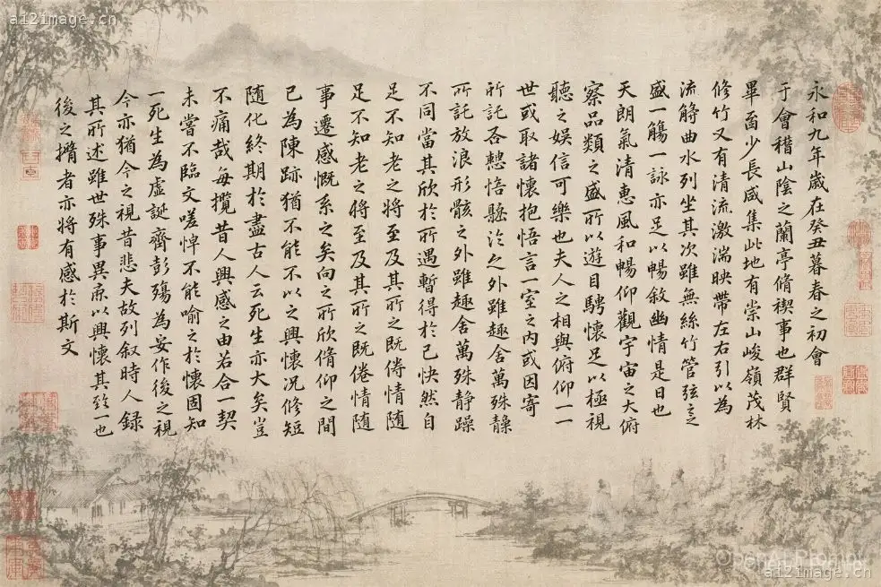 古典书法卷轴提示词