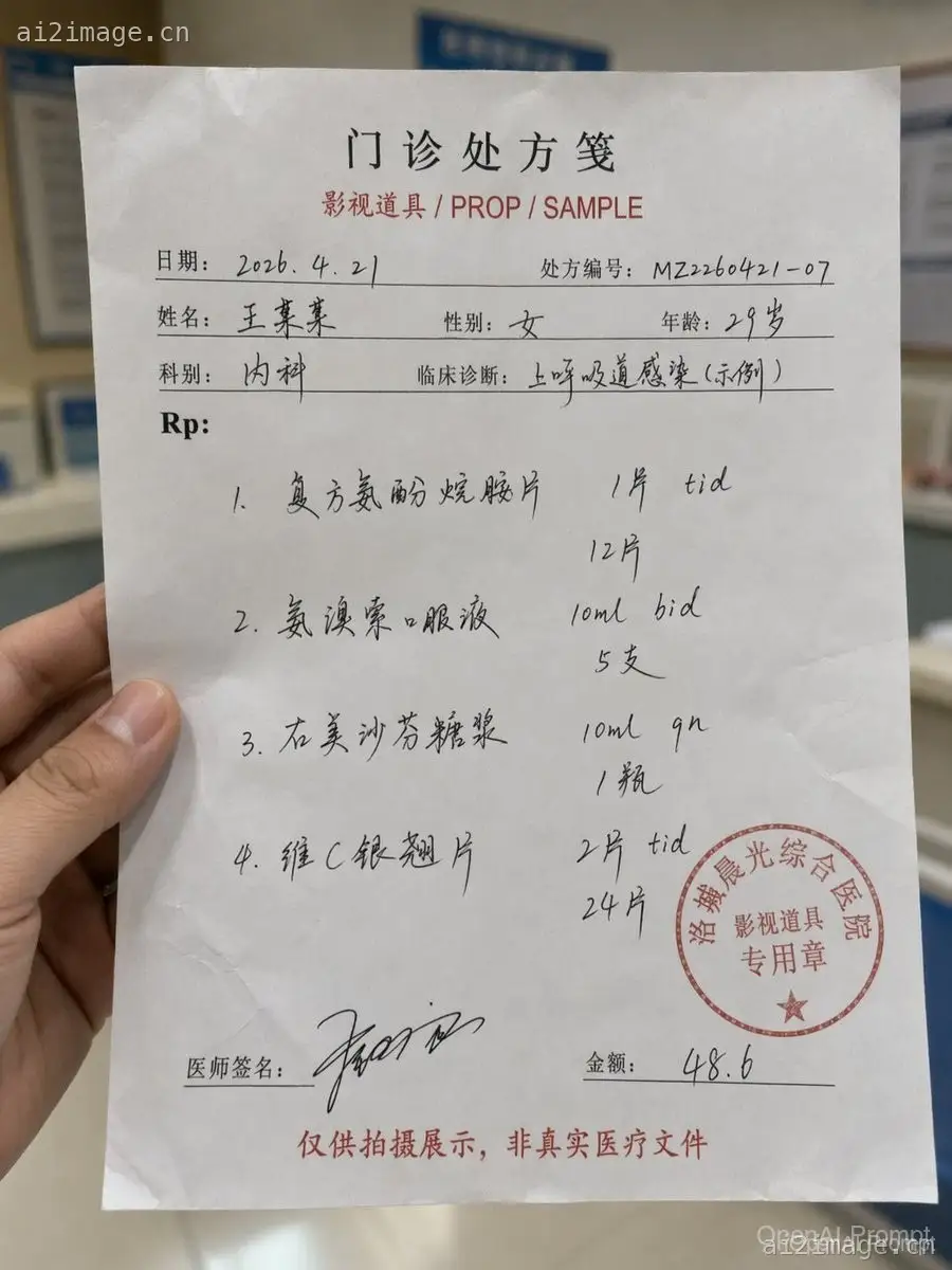 逼真的手写处方