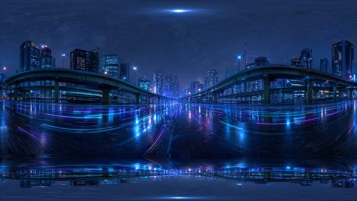 赛博朋克城市高速公路HDRI全景环境贴图