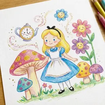儿童图书插画风格蜡笔画