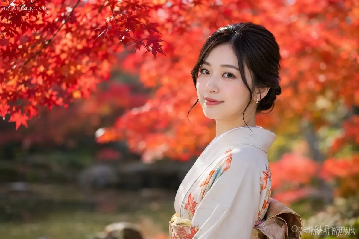 写实风格秋季和服人像