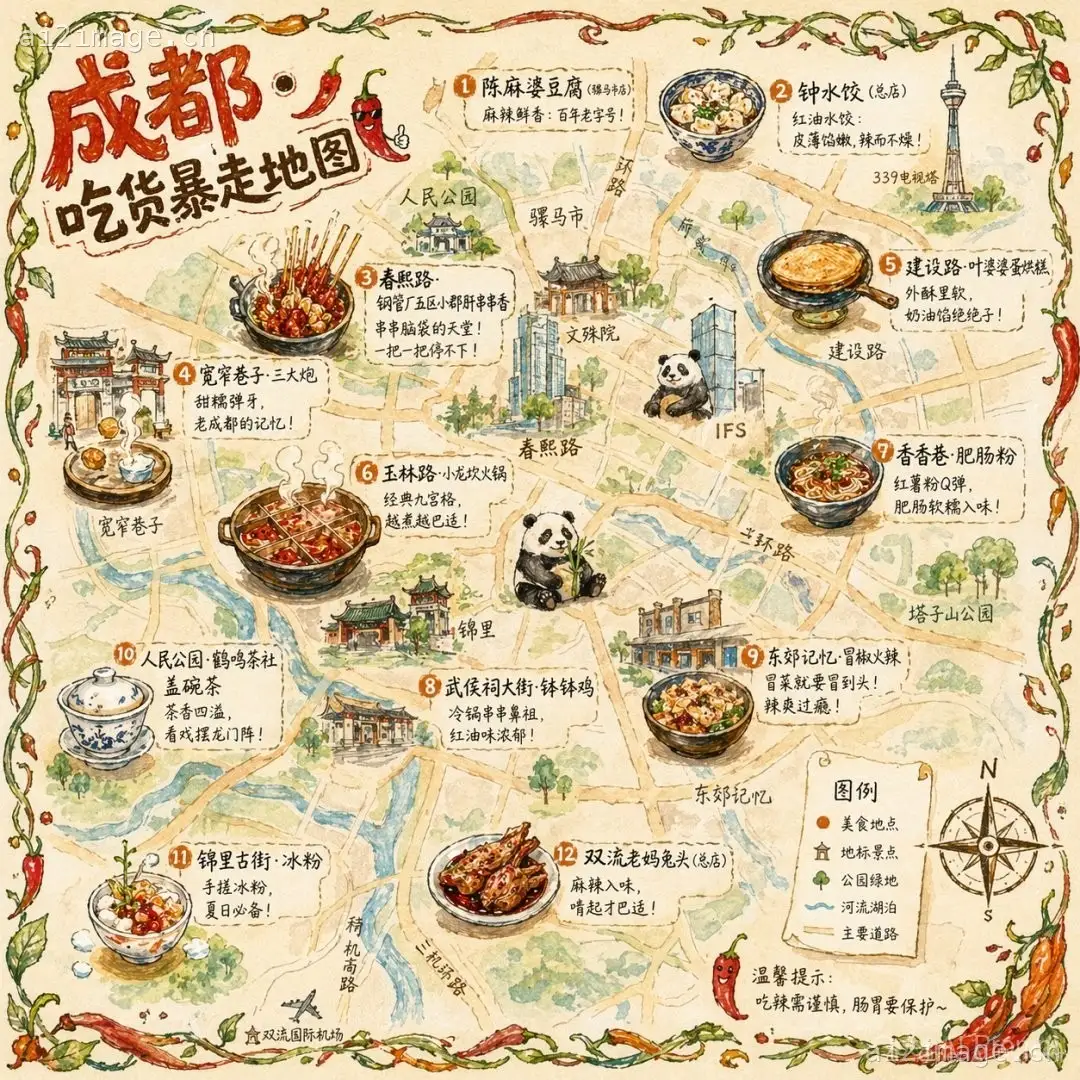 手绘成都美食地图