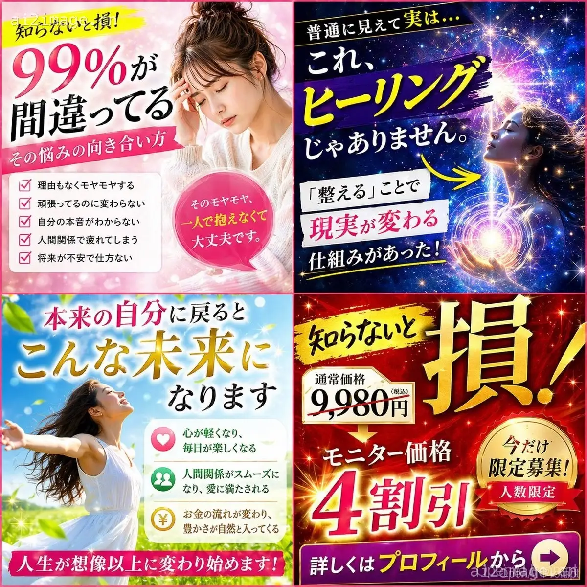 日式四格治愈系广告拼图