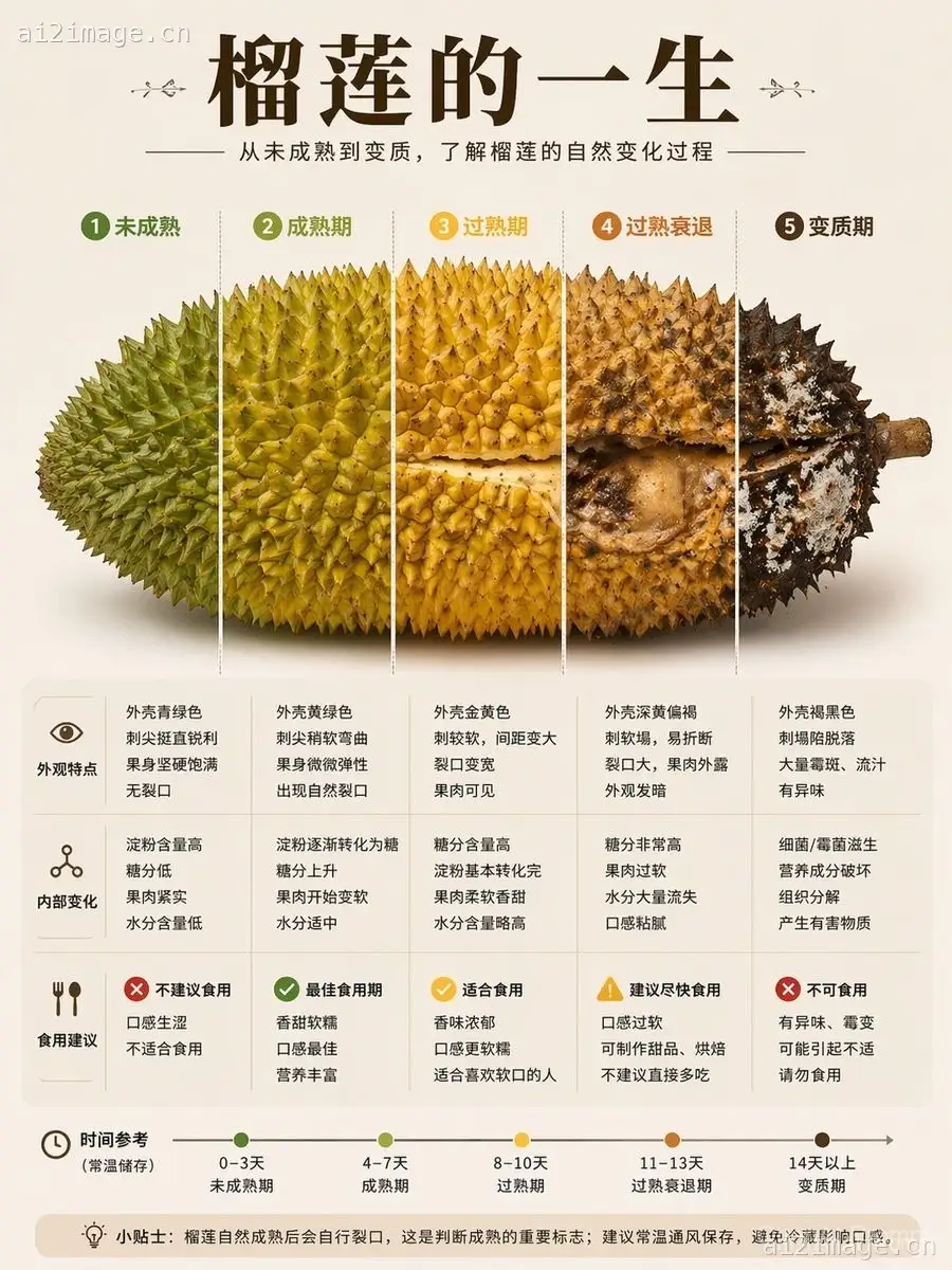 榴莲成熟周期信息图