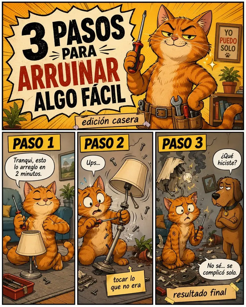 灾难猫咪漫画:3步搞砸一切DIY指南