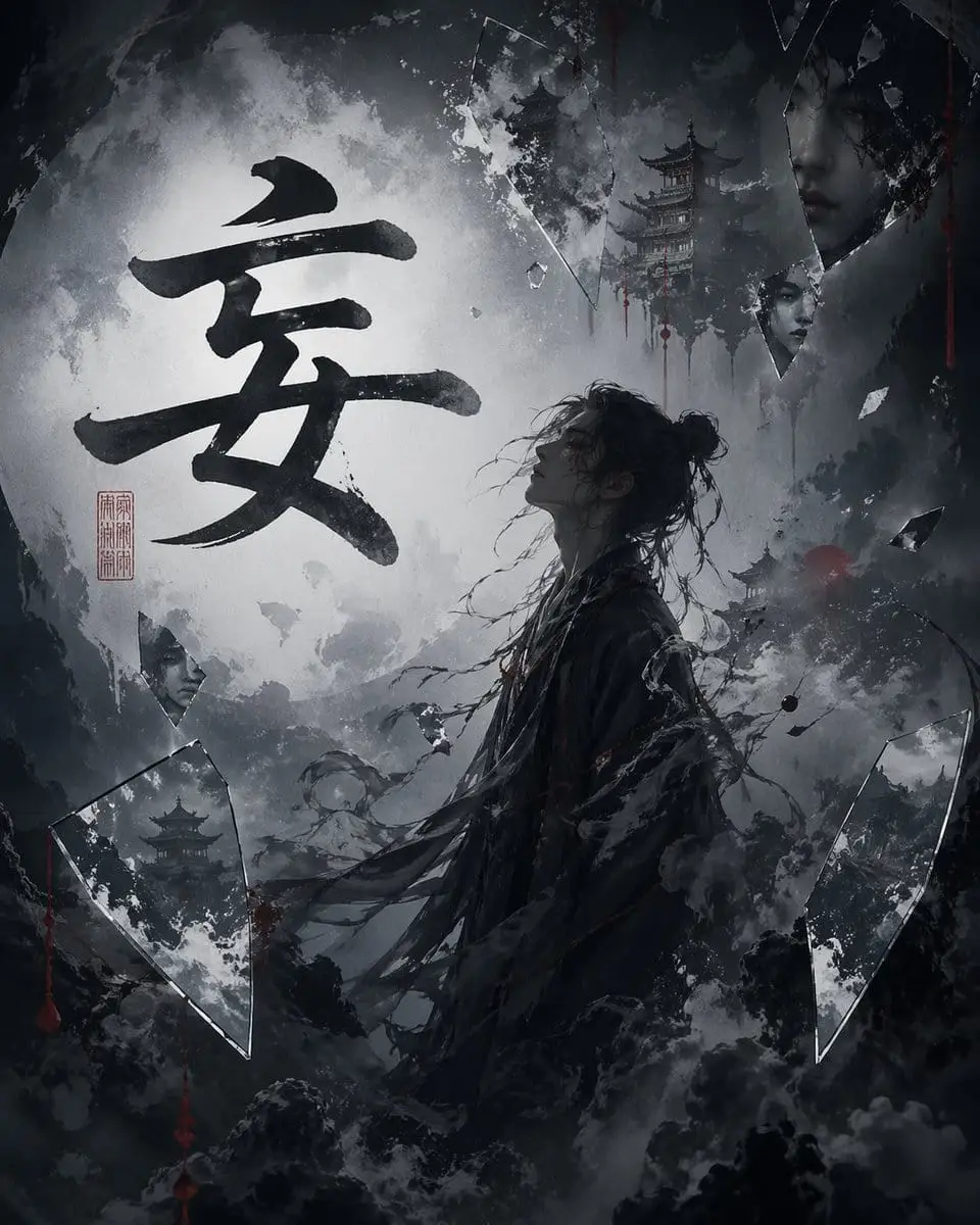中式书法暗黑奇幻海报 | 水墨武侠恐怖美学