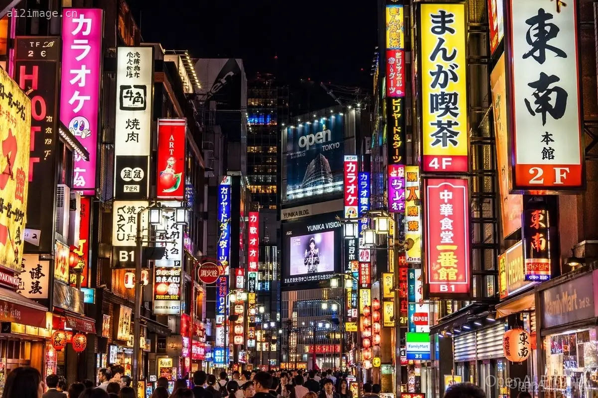 照片级写实风格霓虹东京街景
