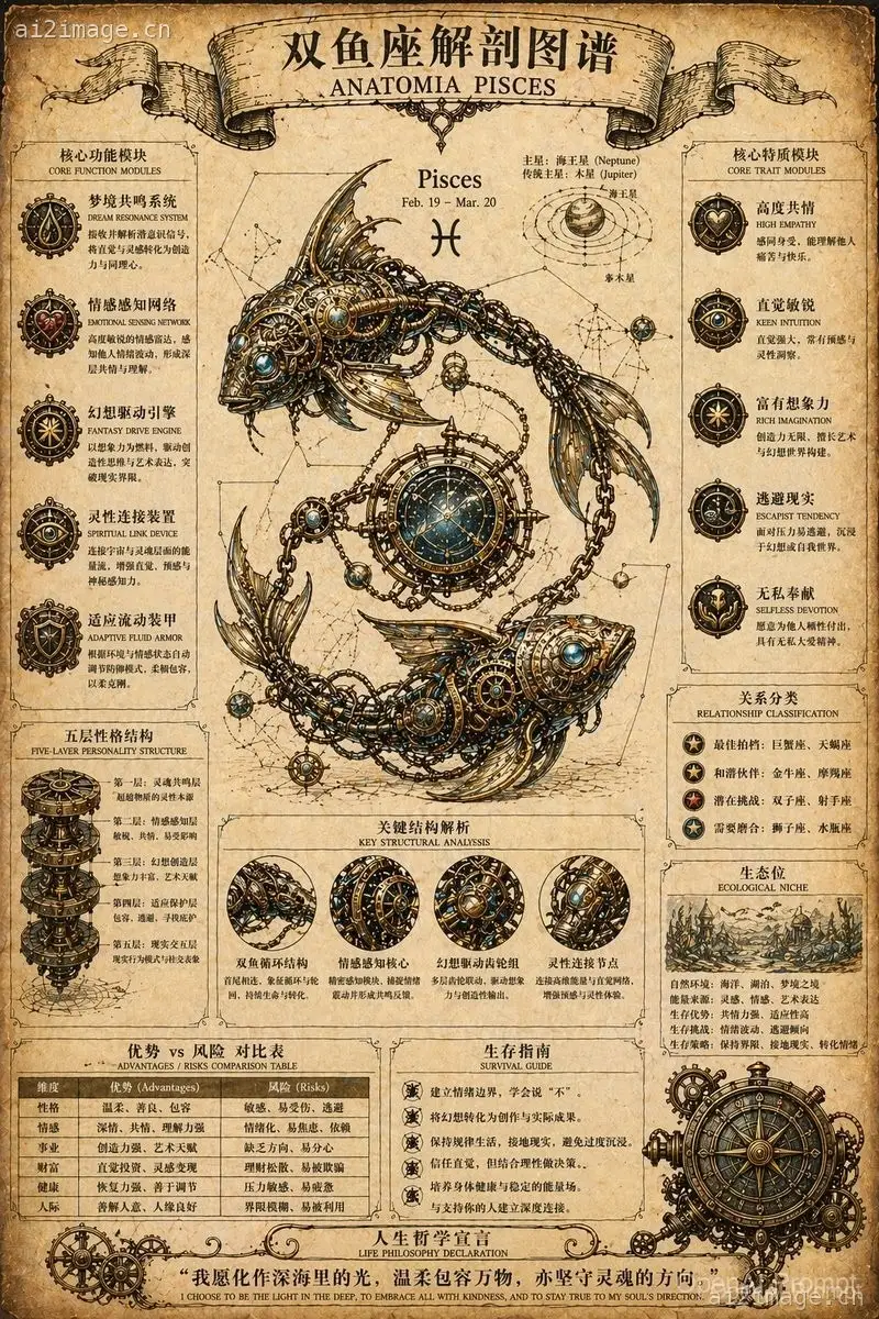 蒸汽朋克风格黄道十二宫解剖海报