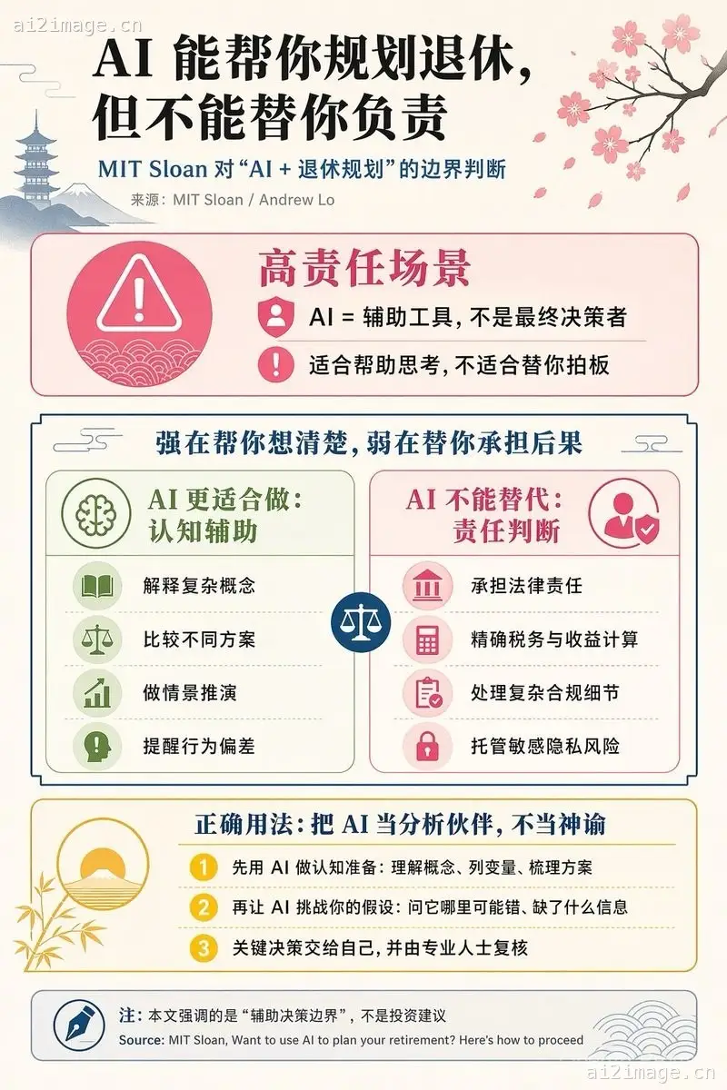 中文 AI 退休规划信息图
