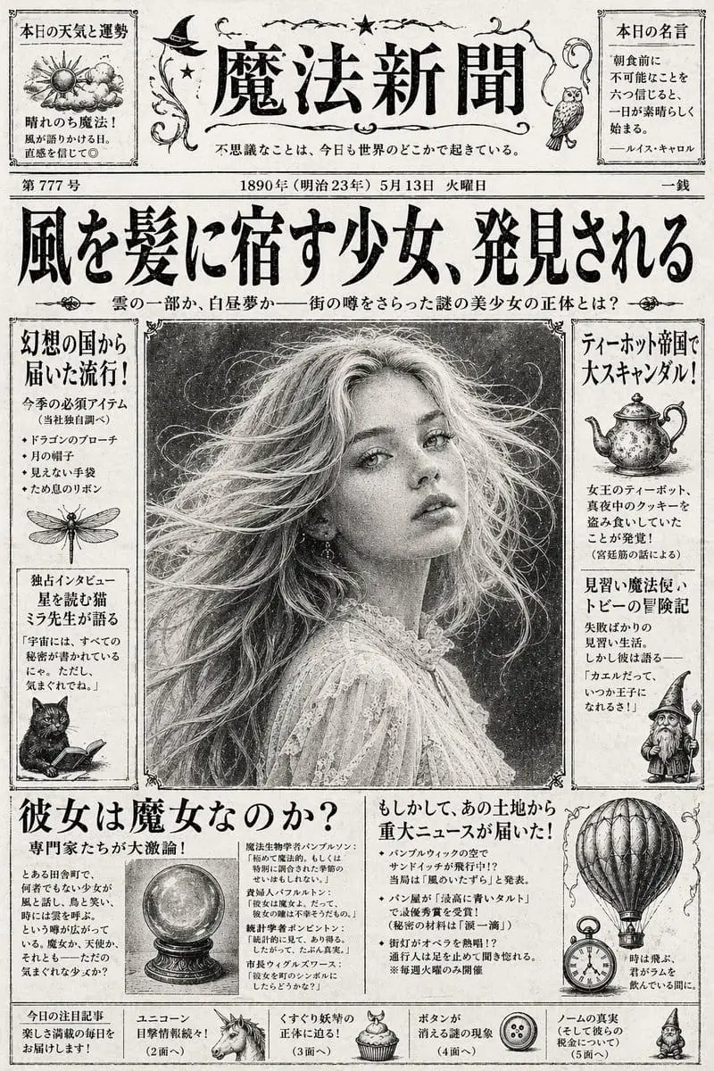 复古日式奇幻魔法报纸生成器