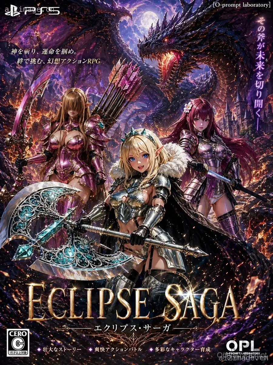 暗黑奇幻风格 PS5 RPG 游戏封面艺术