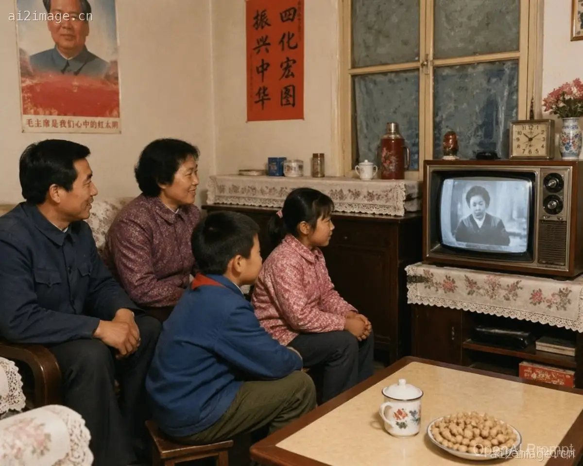 20 世纪 80 年代中国家庭看电视