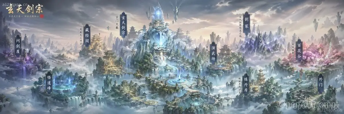 仙侠宗门全景地图