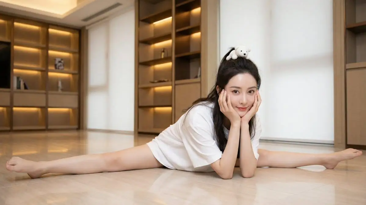 超写实偶像女神纯白T恤劈叉惊艳写真