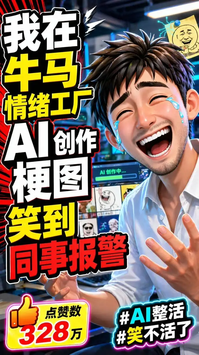 抖音爆款梗图封面制作,AI整活笑到报警