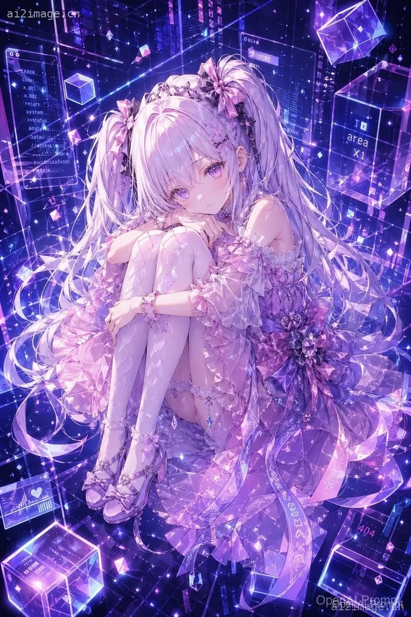 赛博水晶动漫少女肖像