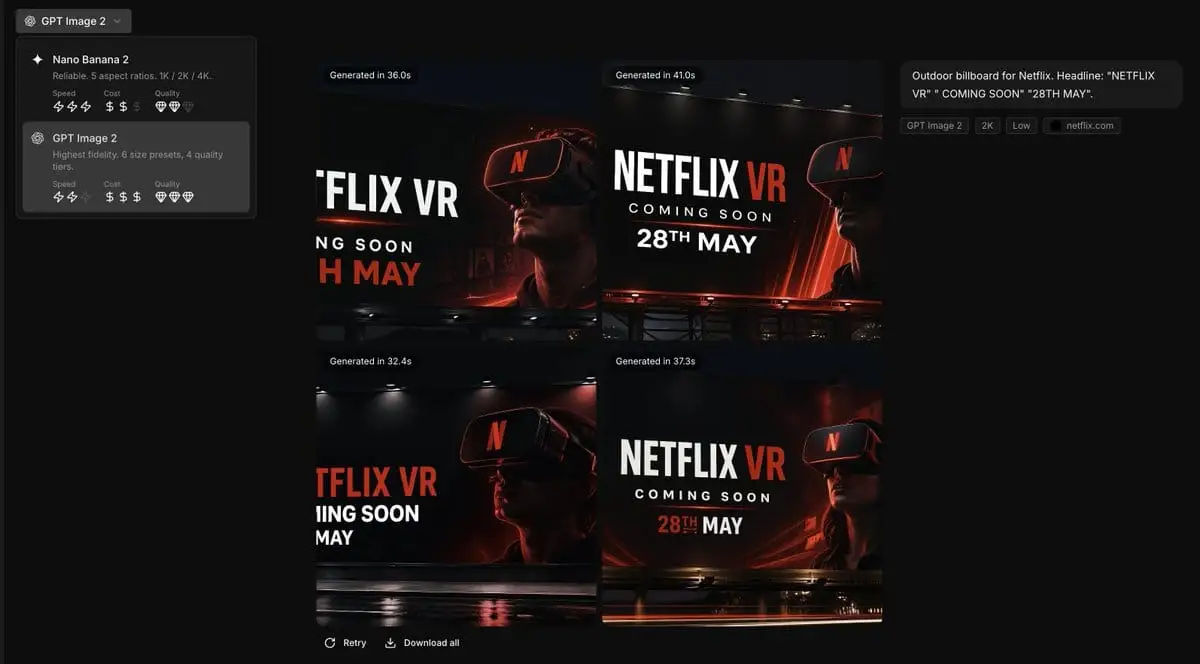 Netflix VR广告牌概念生成器 - UI设计