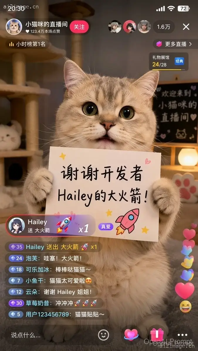 猫咪直播 UI 界面模型
