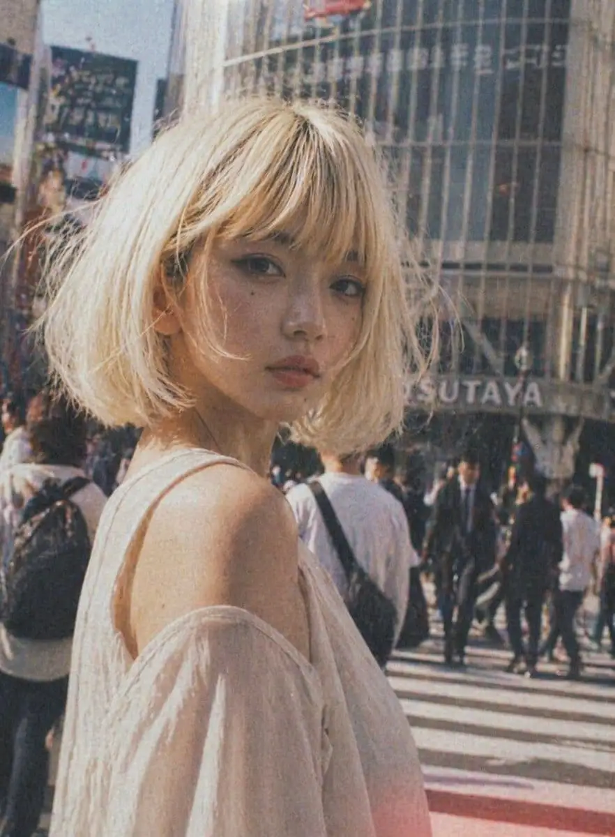 复古涩谷街拍 | 胶片风人像写真提示词