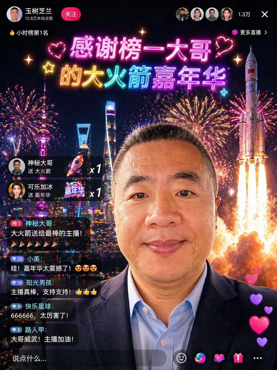直播间火箭嘉年华特效 | VIP嘉宾C位出道