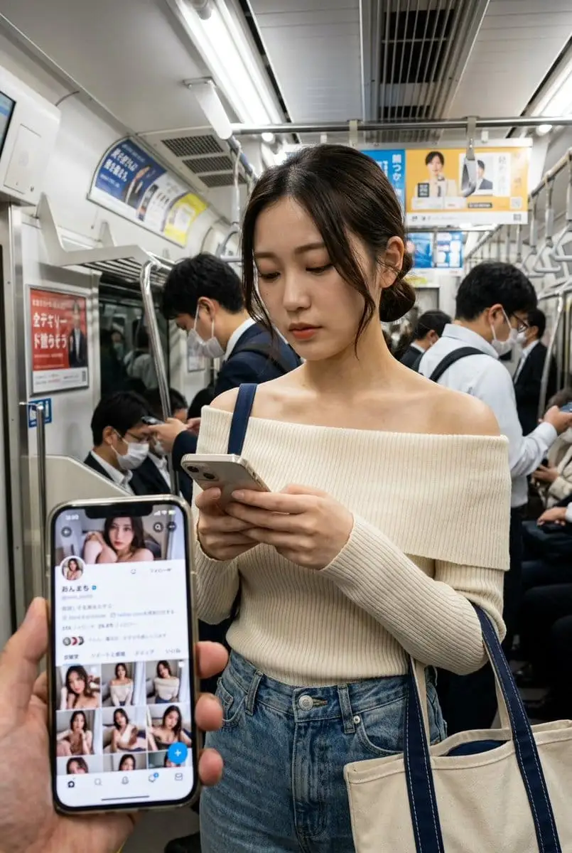 地铁偷拍:推特网红真容与现实反差