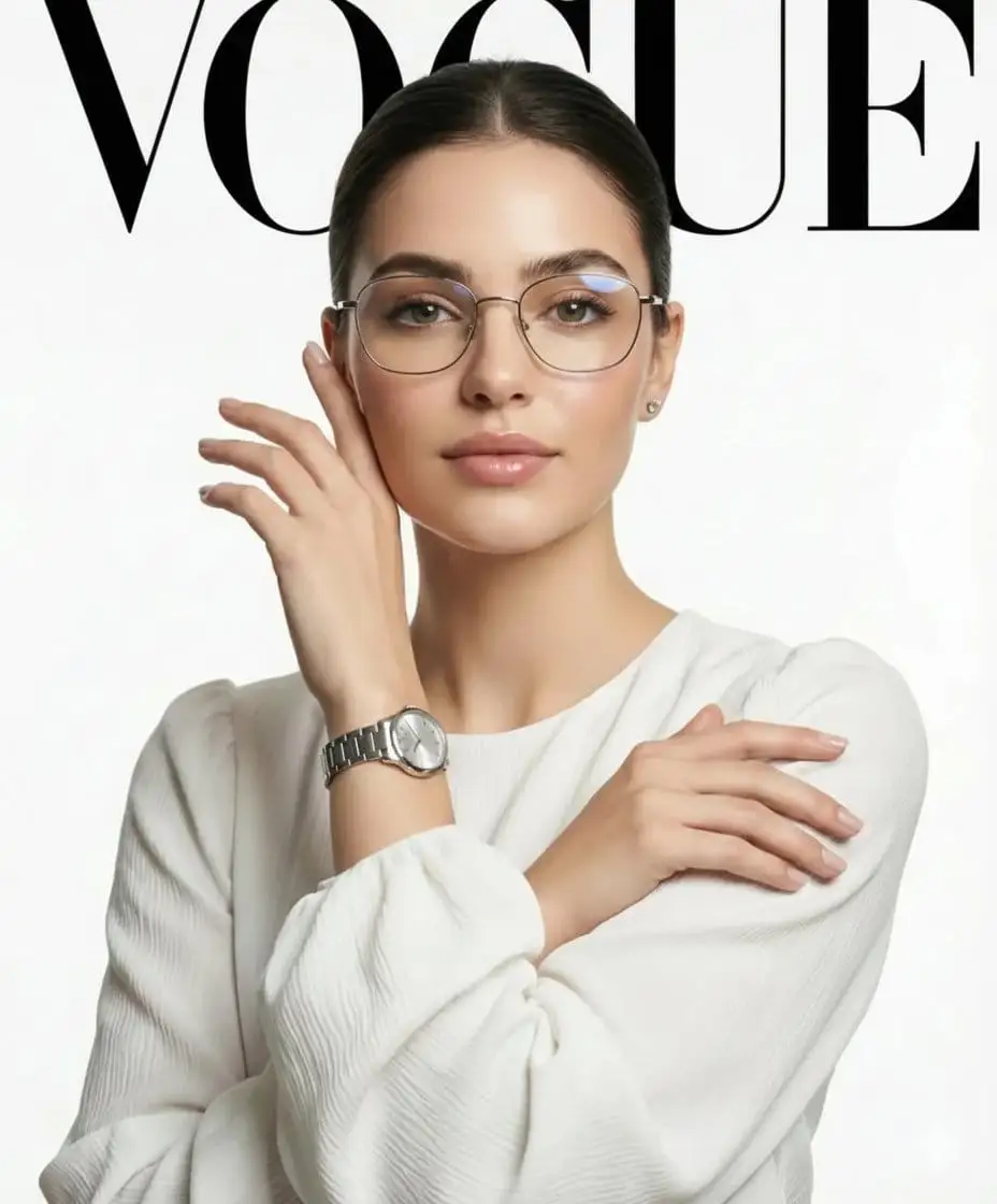VOGUE时尚大片:银镜白绸女郎极简肖像