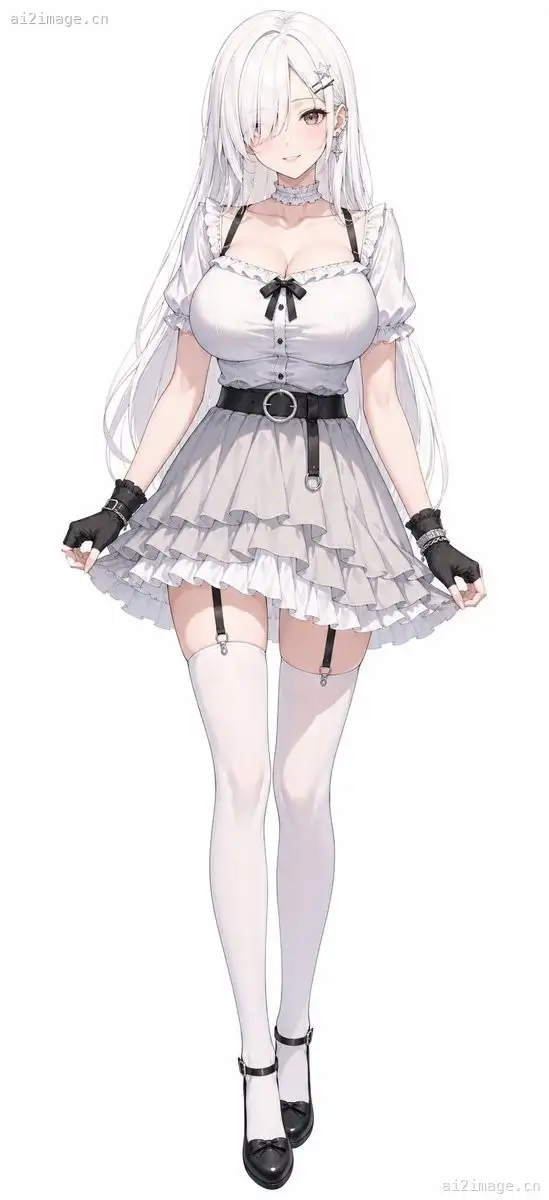 单色动漫哥特风连衣裙少女
